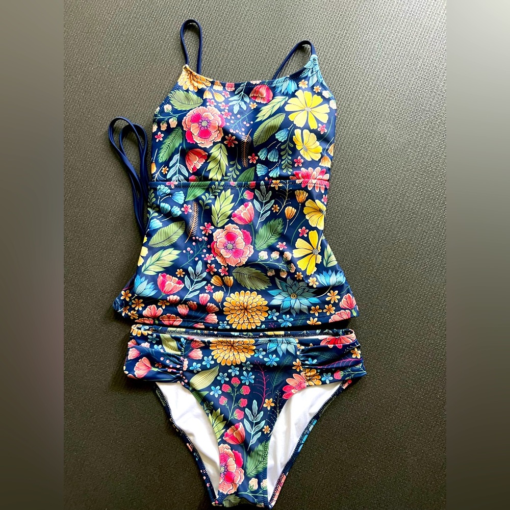 Tropical Floral Tankini Swimwear, 2 piece bathing suit